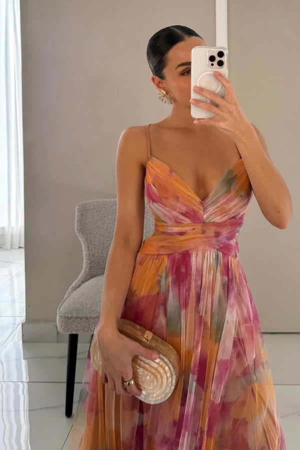 Amelina | Elegant Watercolor Evening Gown
