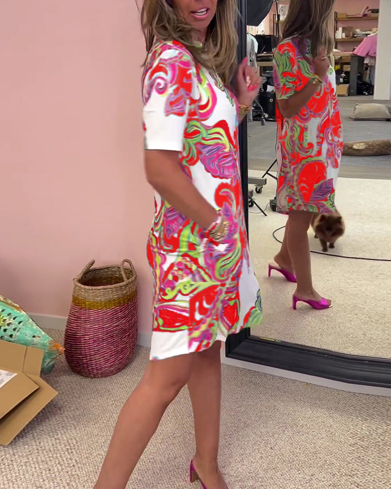 Chloe | Women’s V-Neck Printed Shift Dress