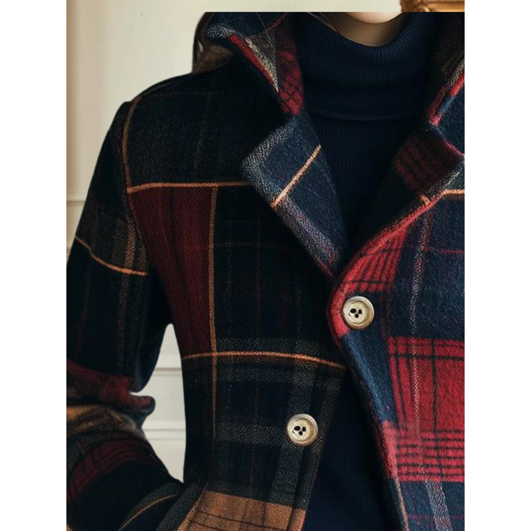 Tailored Plaid Button Jacket