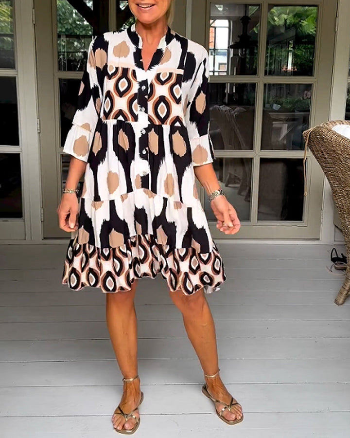 Elara | Women’s V-Neck Flare-Sleeve A-Line Dress