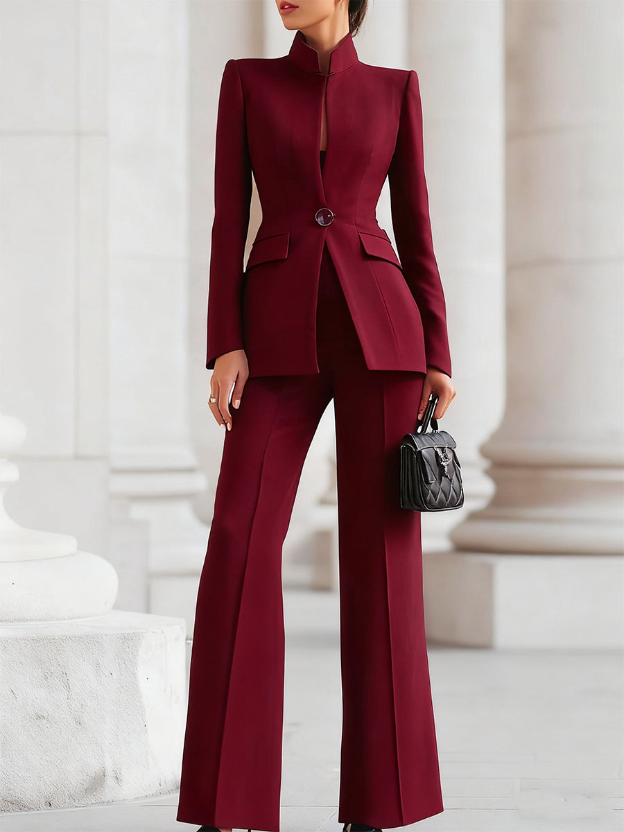 Sterling | Women’s Stand Collar Tailored Executive Pantsuit