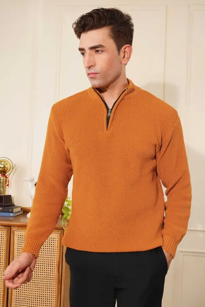 Half-Zip Ribbed Sweater | Granada – Burnt Sienna