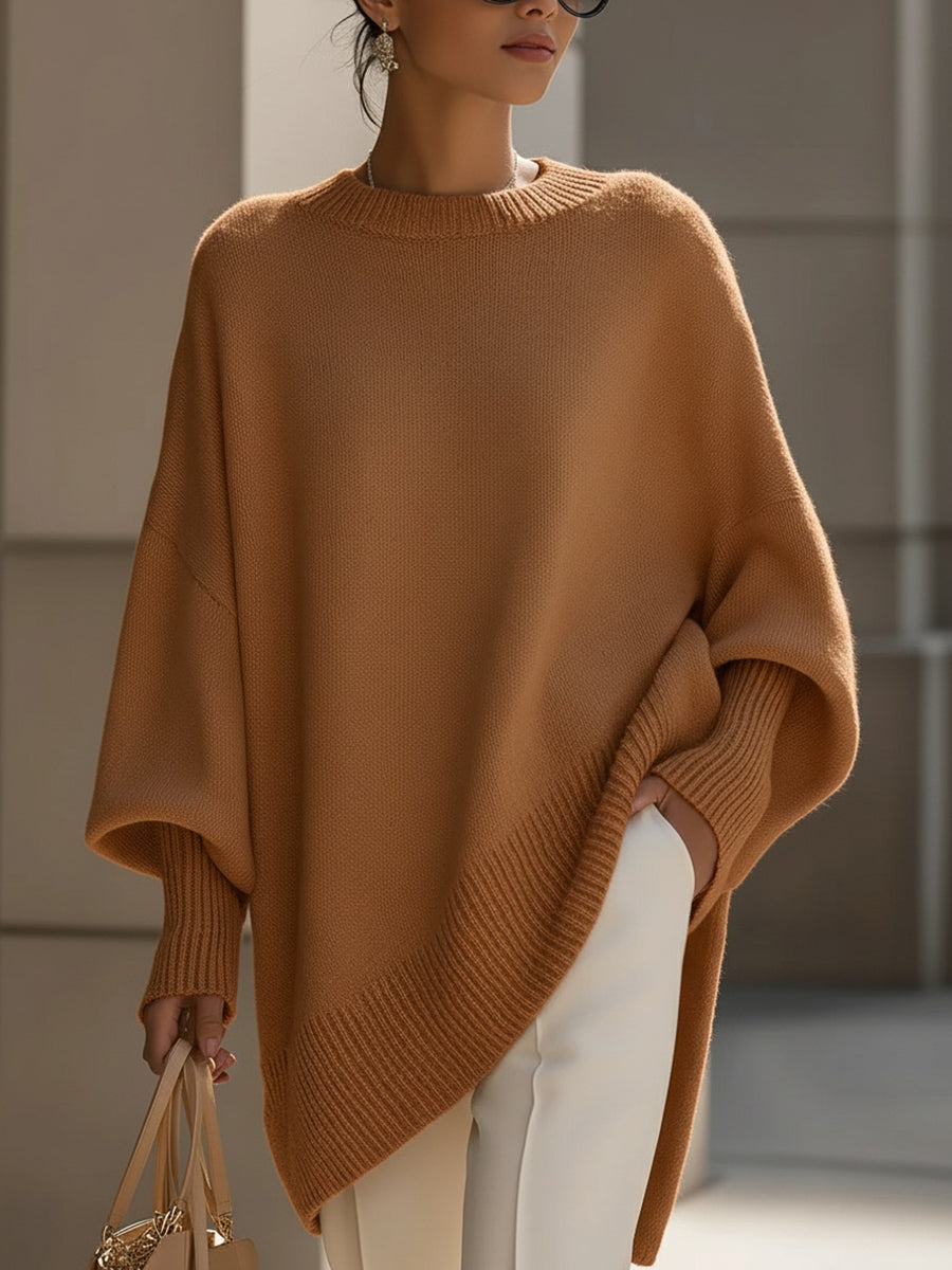 Margot | Women’s Dolman Sleeve Ribbed Knit Asymmetrical Tunic