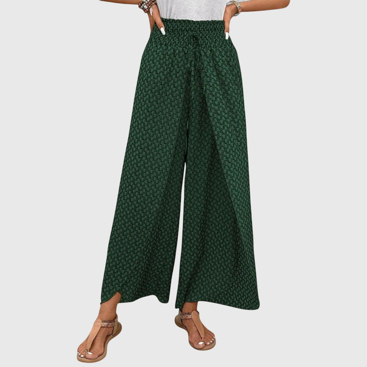 Printed Wide-Leg Pull-On Pants