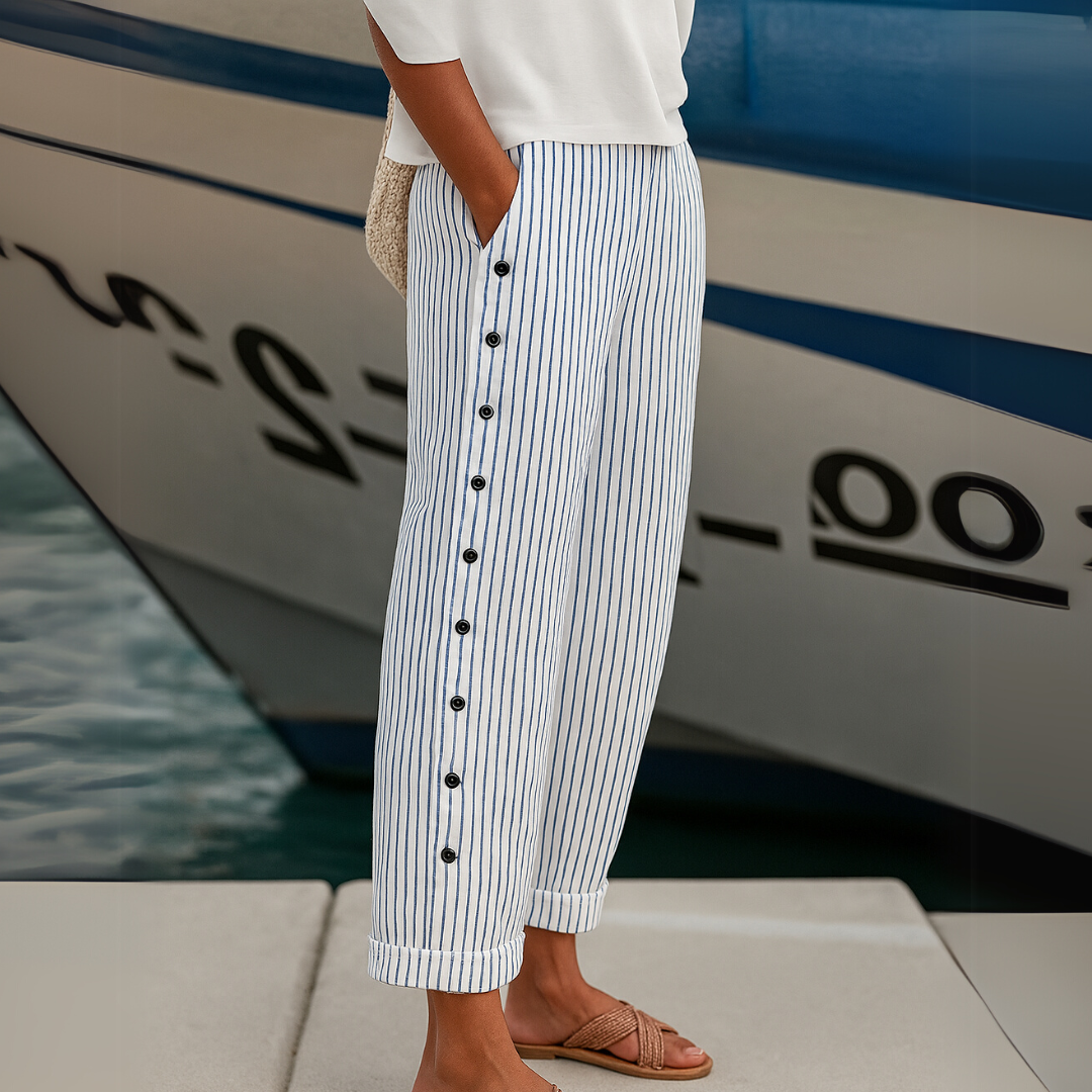 Marin | Women’s High-Waist Striped Straight-Leg Cropped Pants