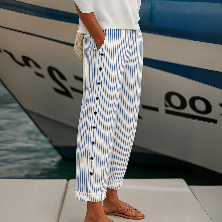 Marin | Women’s High-Waist Striped Straight-Leg Cropped Pants