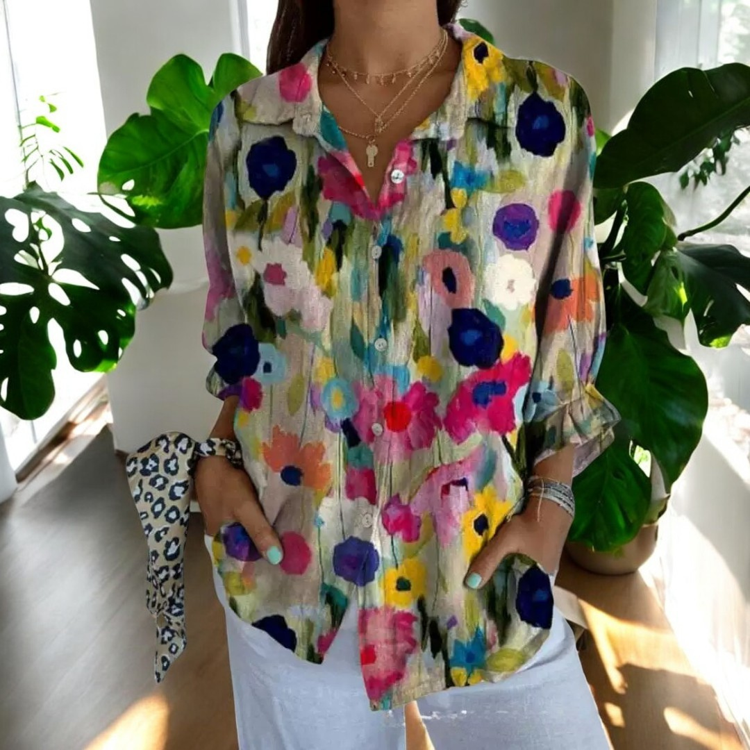 Yara | Artistic Botanical Print Blouse