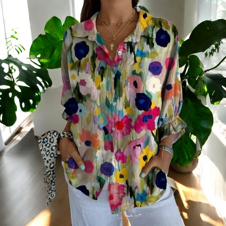 Yara | Artistic Botanical Print Blouse