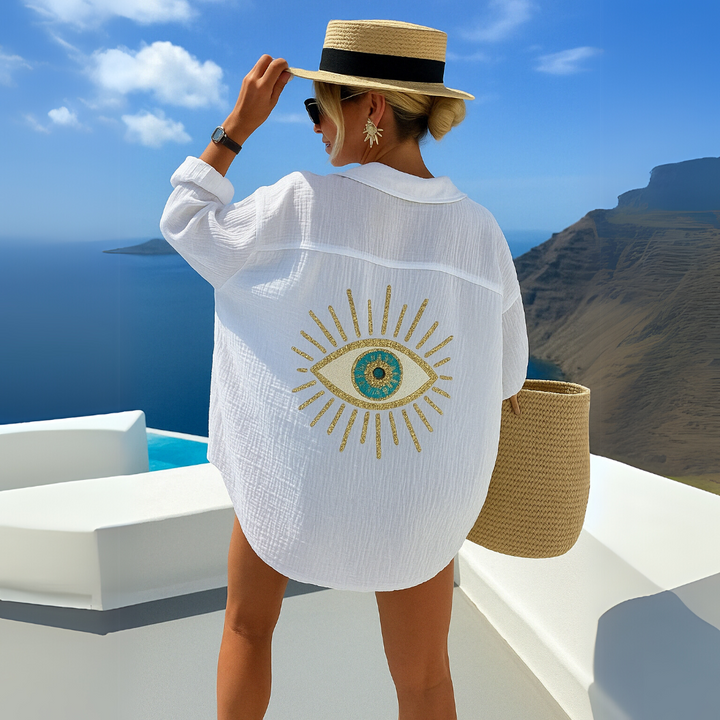 Selene | Embroidered Eye Summer Shirt