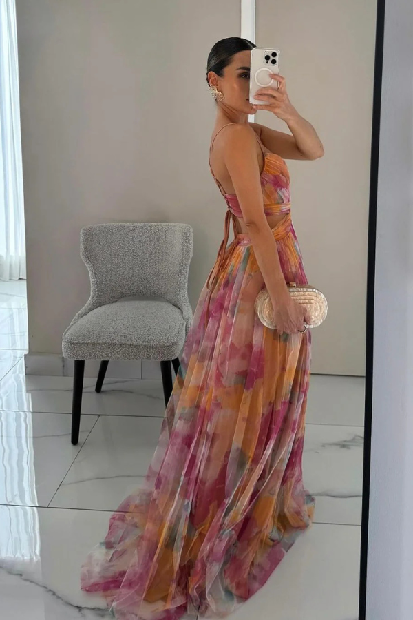 Amelina | Elegant Watercolor Evening Gown