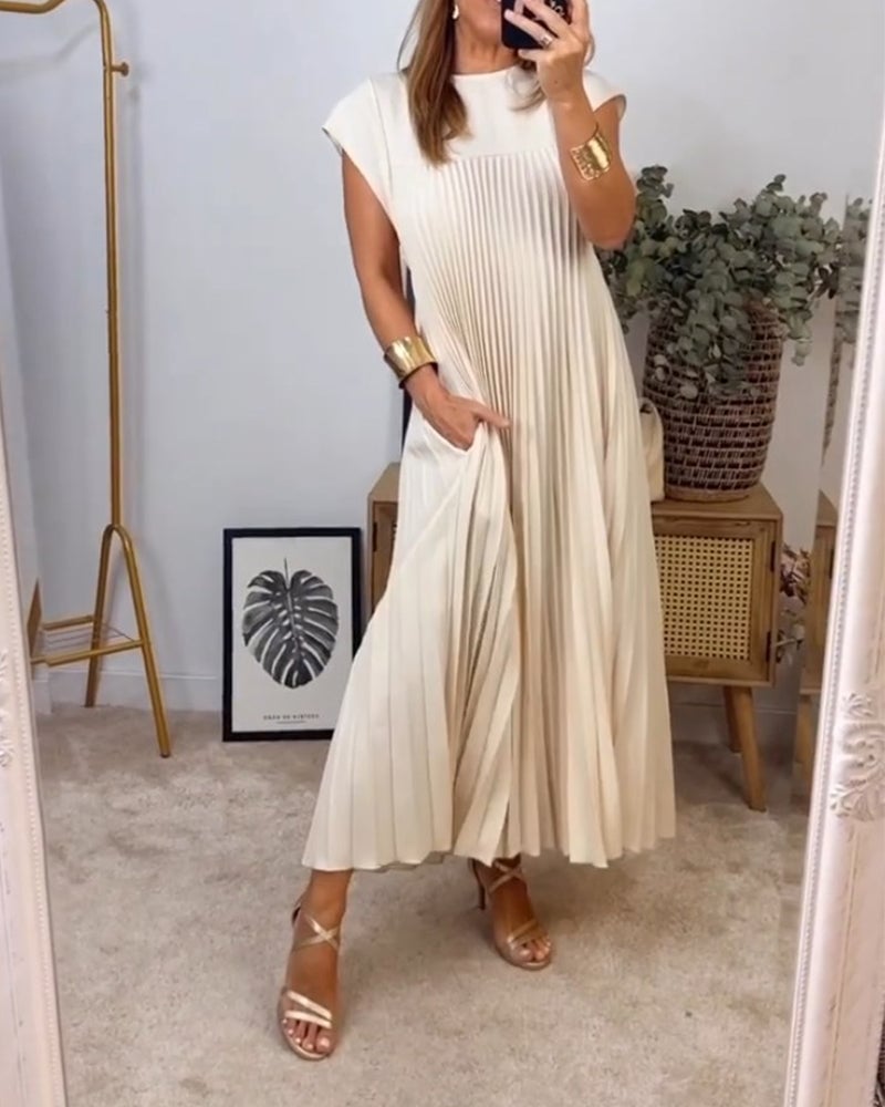 Mireille | Pleated A-Line Midi Dress