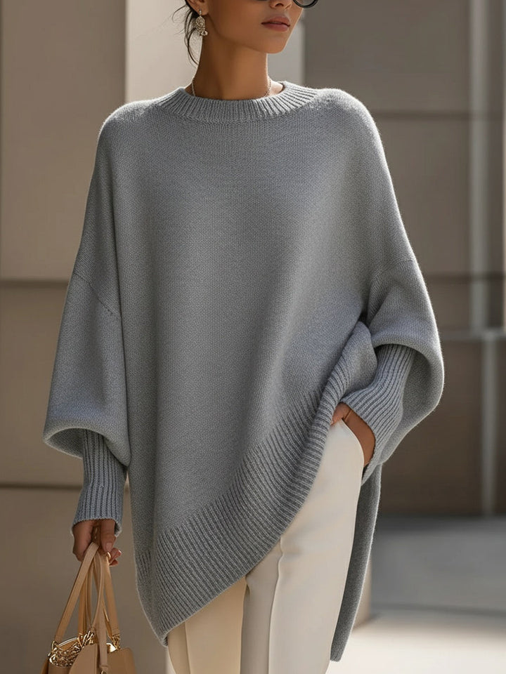 Margot | Women’s Dolman Sleeve Ribbed Knit Asymmetrical Tunic