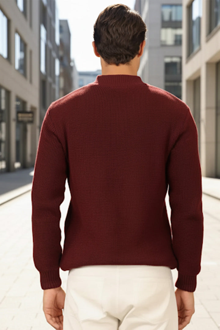 Half-Zip Ribbed Sweater | Florence – Crimson