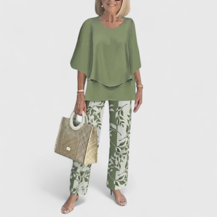 Evelyn | Women’s Layered Tunic &amp; Floral Trouser Co-Ord Set