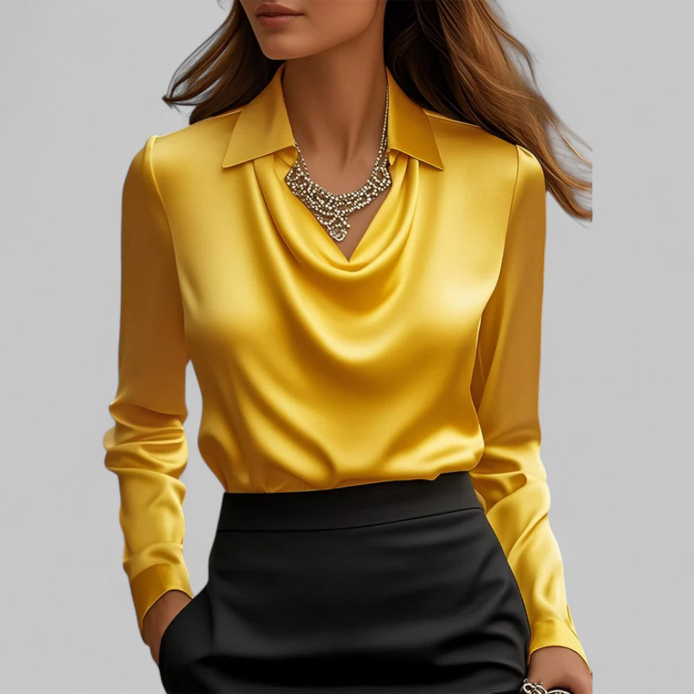 Women’s Draped Neck Long Sleeve Blouse