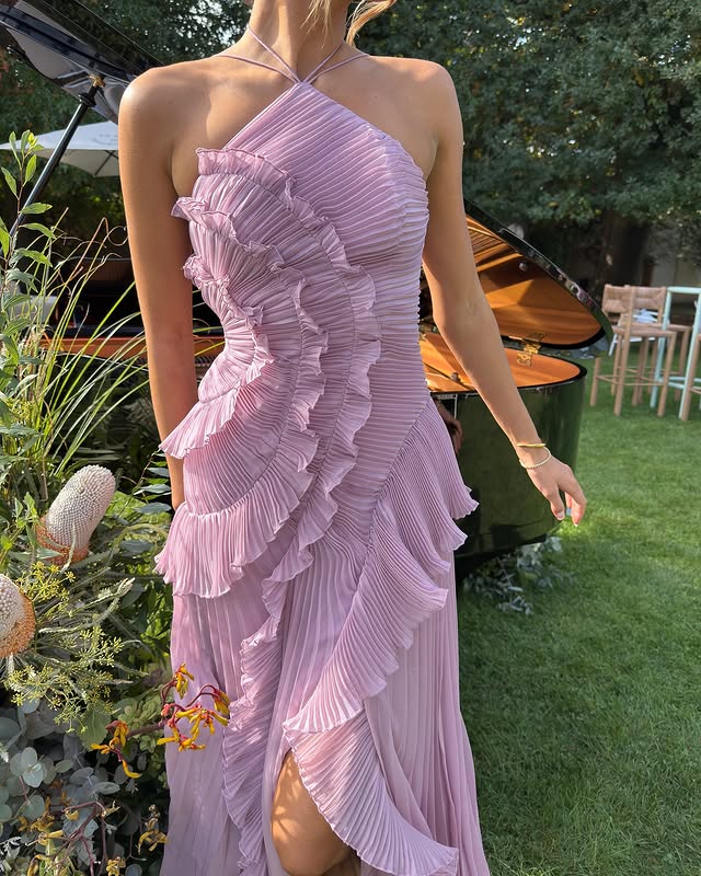 Lara | Women’s Pleated Wedding Guest Maxi Dress