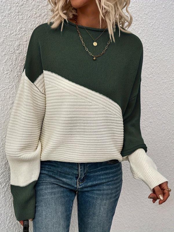 Women’s Colorblock Knit Sweater – Soft Casual Crewneck