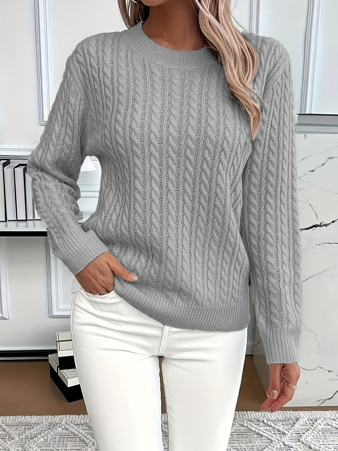 Women’s Cable Knit Crewneck Sweater