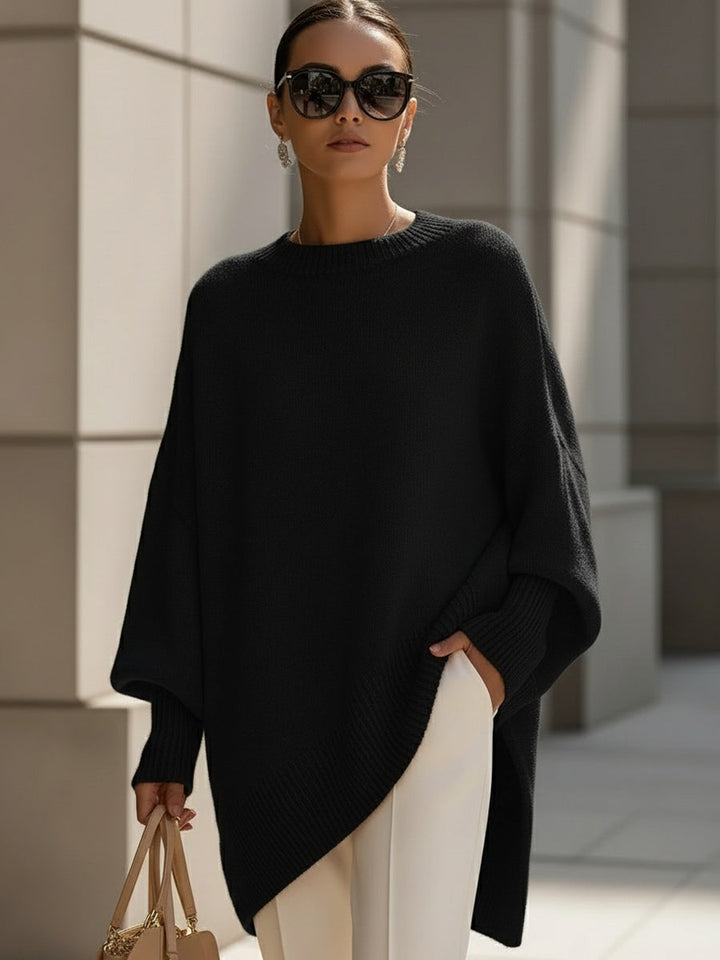 Margot | Women’s Dolman Sleeve Ribbed Knit Asymmetrical Tunic
