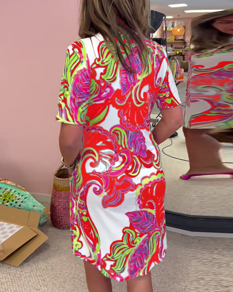 Chloe | Women’s V-Neck Printed Shift Dress