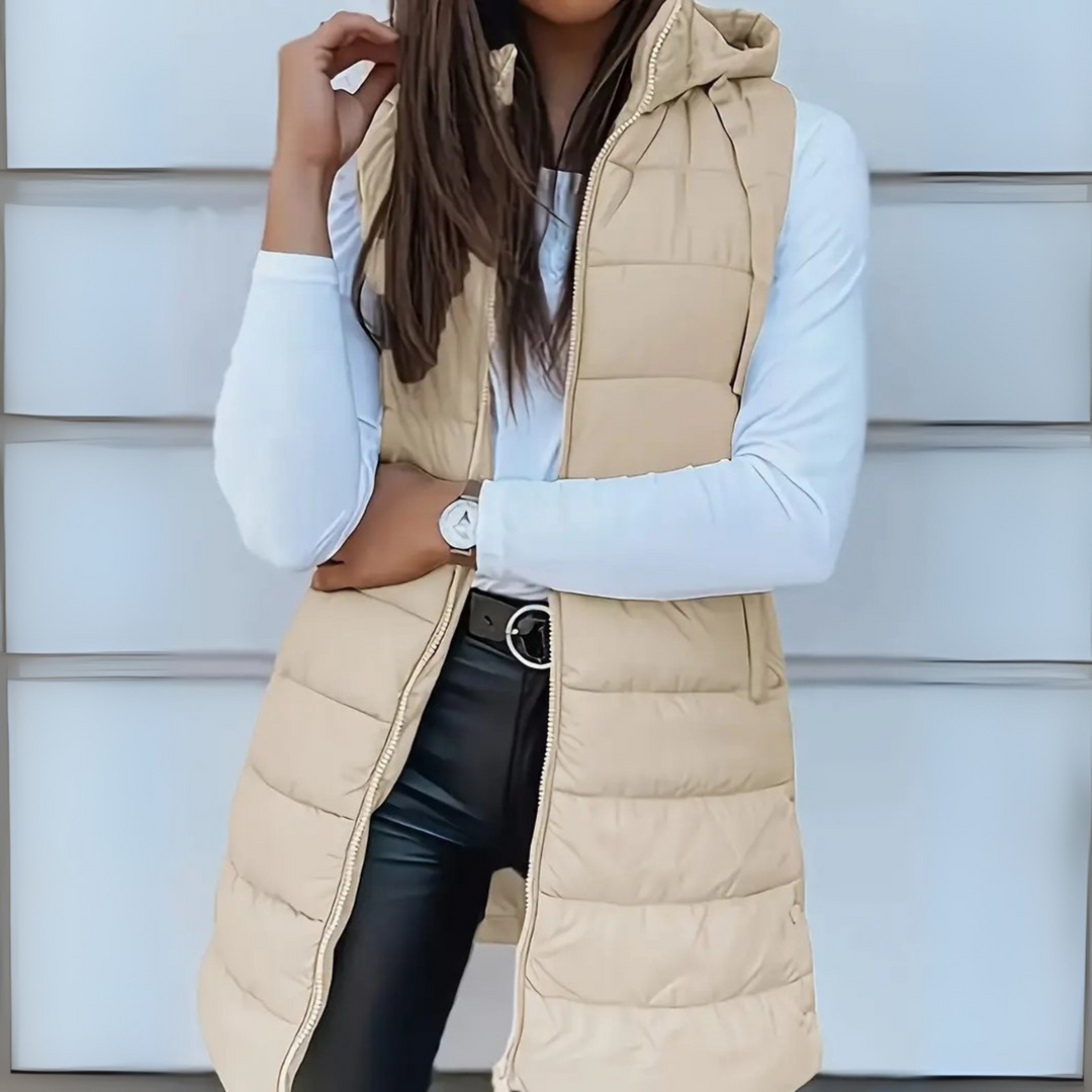 Long Hooded Puffer Jacket Vest