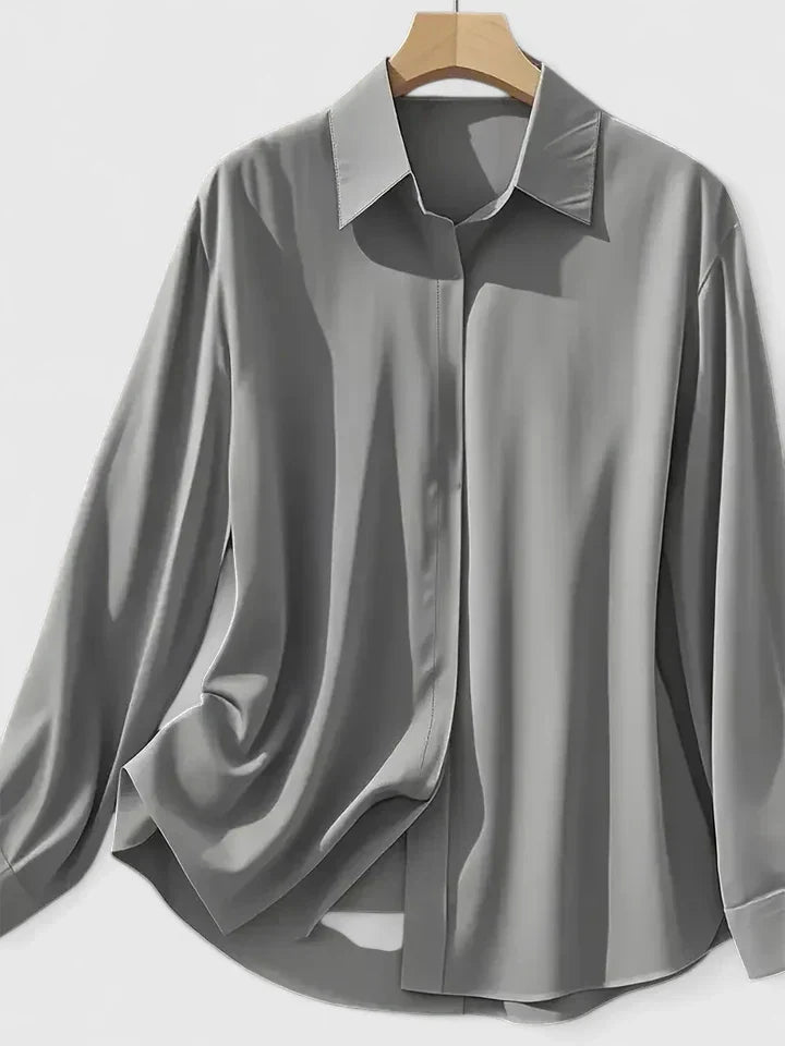 Bianca | Women’s Concealed Placket Fluid Button-Down Blouse
