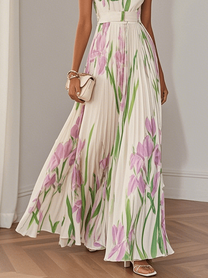 Elinora | Women’s Floral Pleated Wedding Guest Maxi Dress
