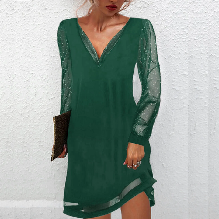 Sheer Sleeve Mini Dress