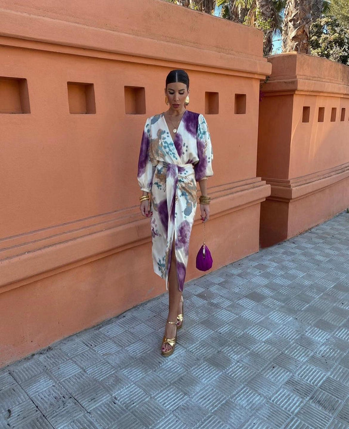 Serenya | Elegant Abstract Wrap Dress