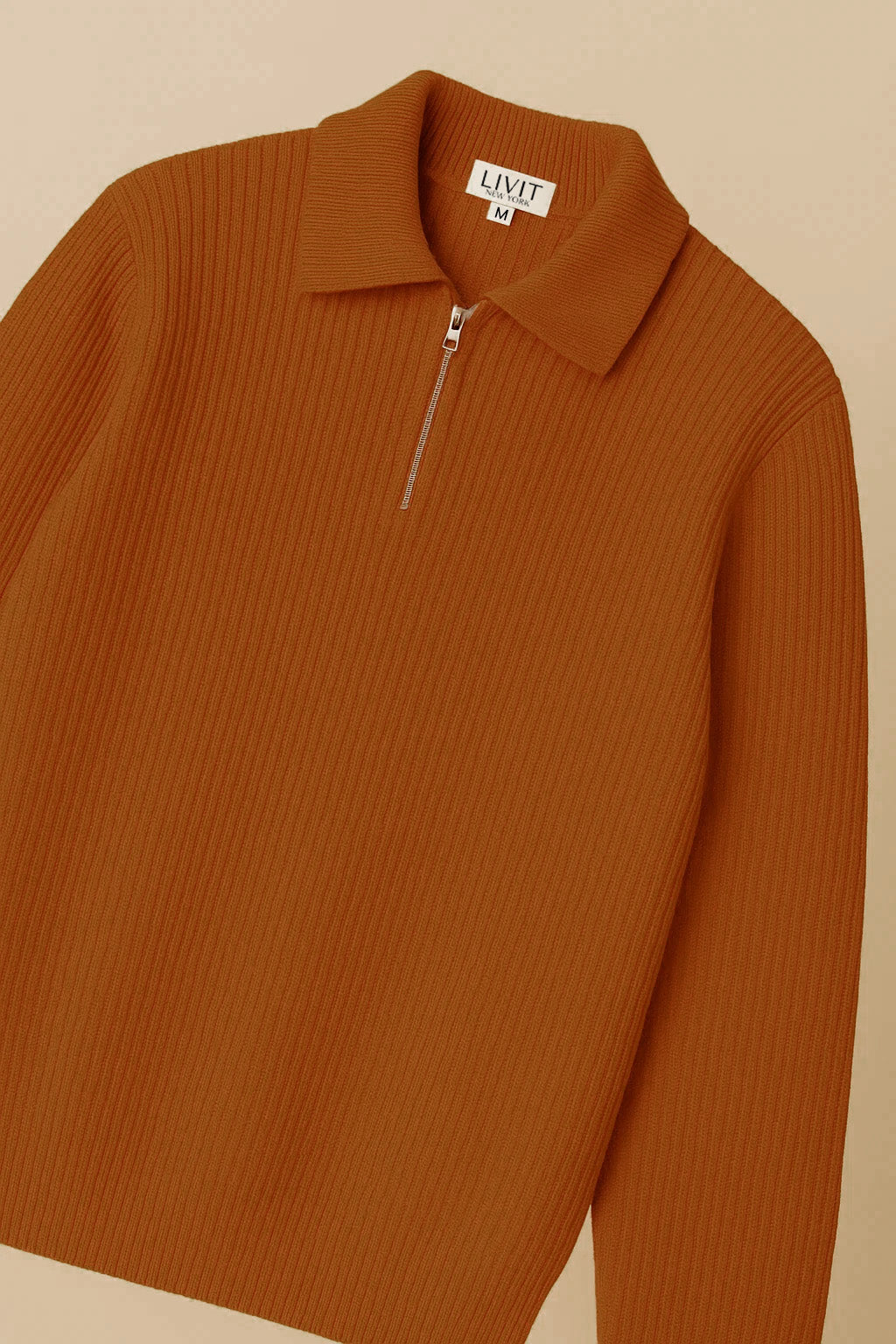 Half-Zip Ribbed Sweater | Seville – Toffee  Description: