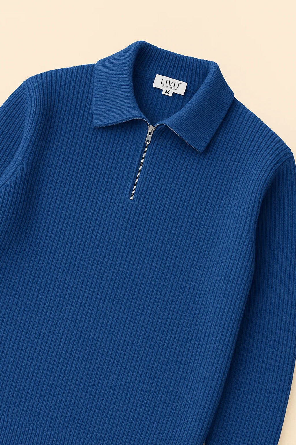 Half-Zip Ribbed Sweater | Santorini – Ocean Blue