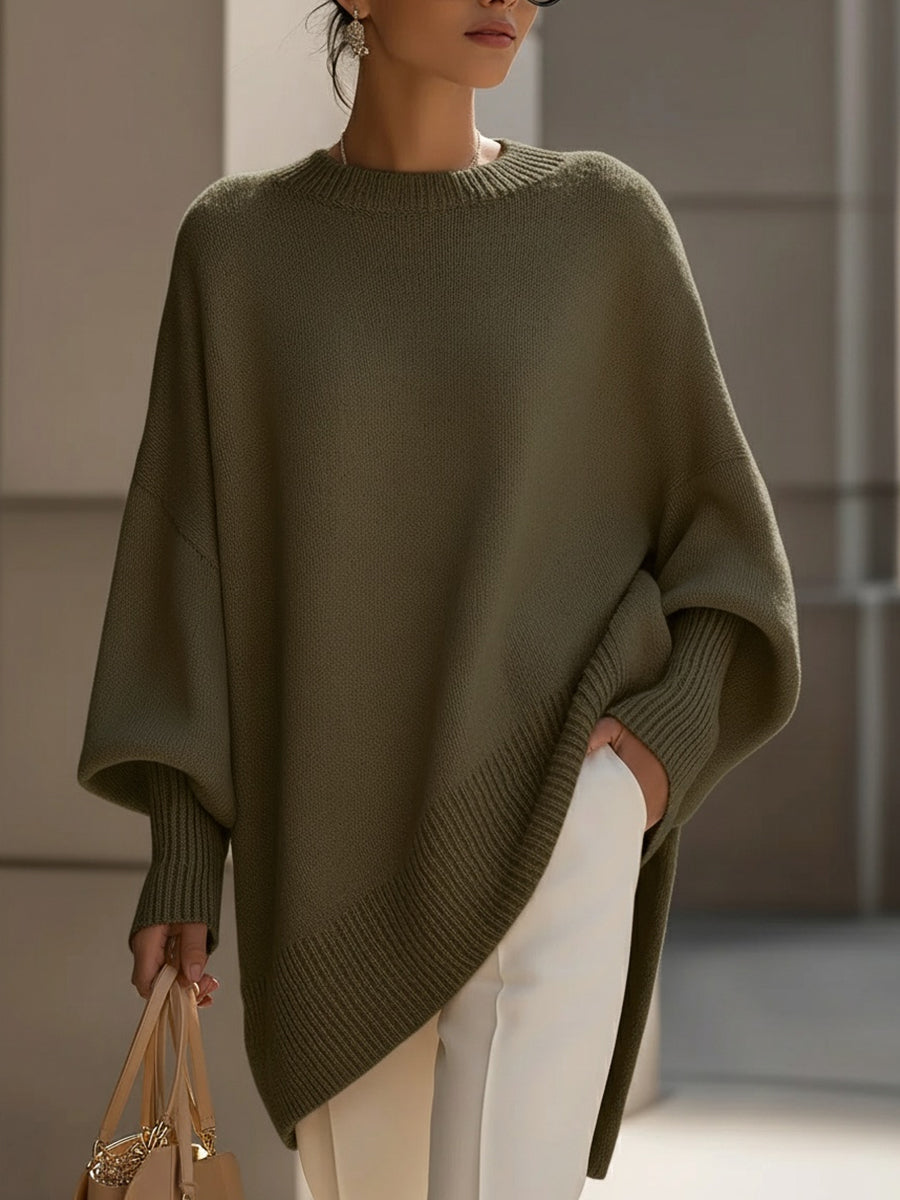 Margot | Women’s Dolman Sleeve Ribbed Knit Asymmetrical Tunic