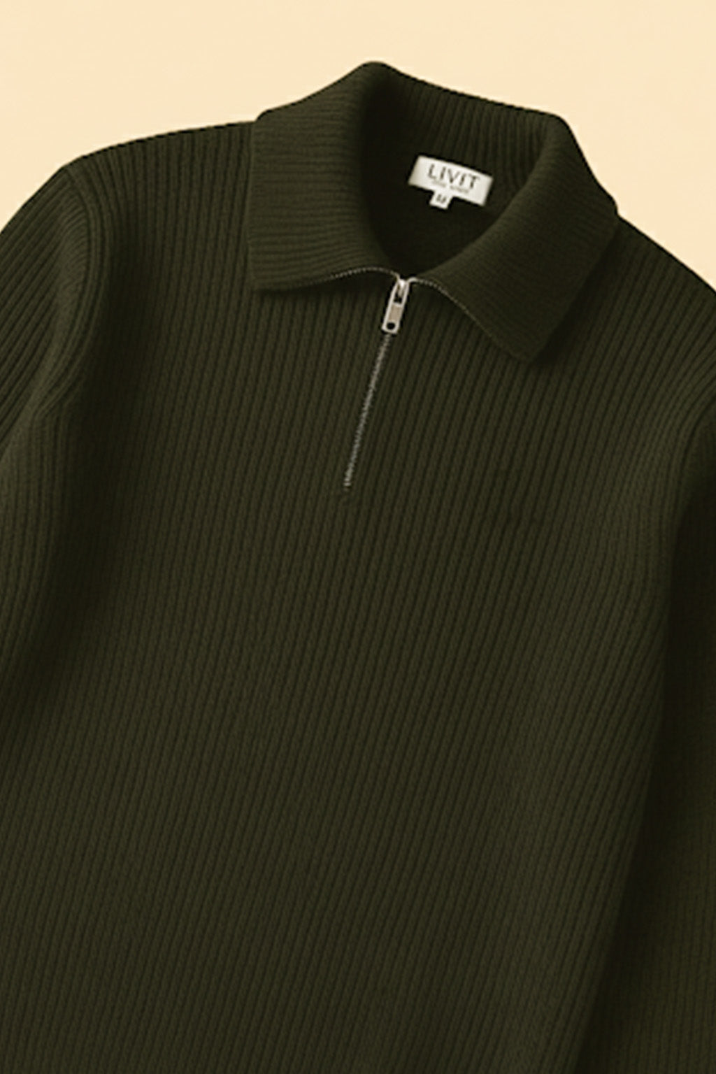 Half-Zip Ribbed Sweater | Oslo – Moss Green