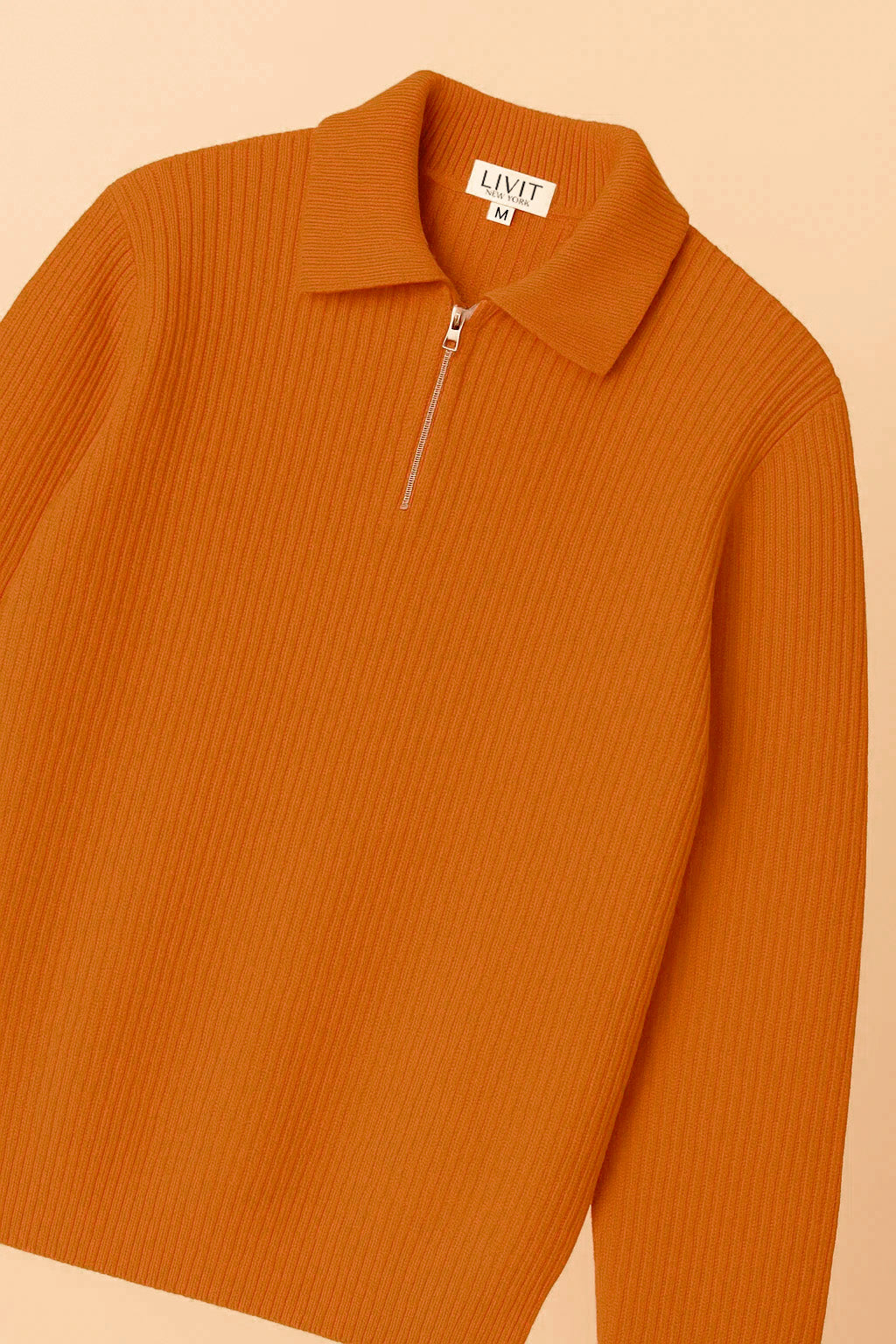 Half-Zip Ribbed Sweater | Granada – Burnt Sienna