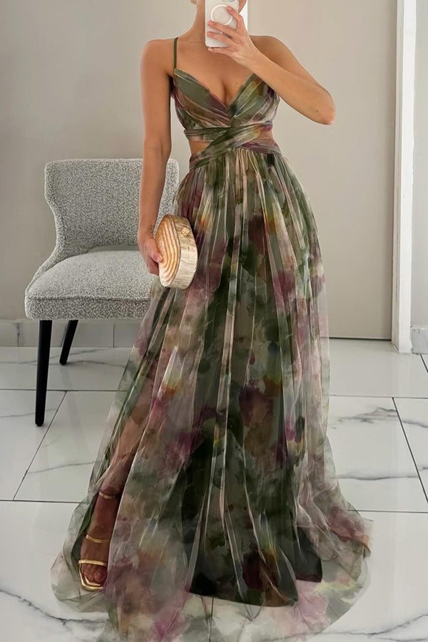 Amelina | Elegant Watercolor Evening Gown