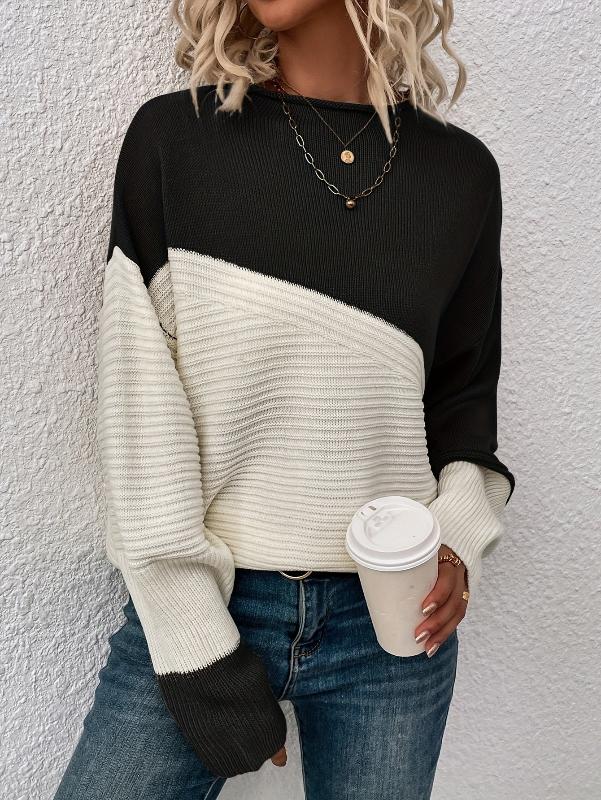 Women’s Colorblock Knit Sweater – Soft Casual Crewneck