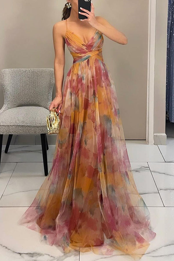 Amelina | Elegant Watercolor Evening Gown