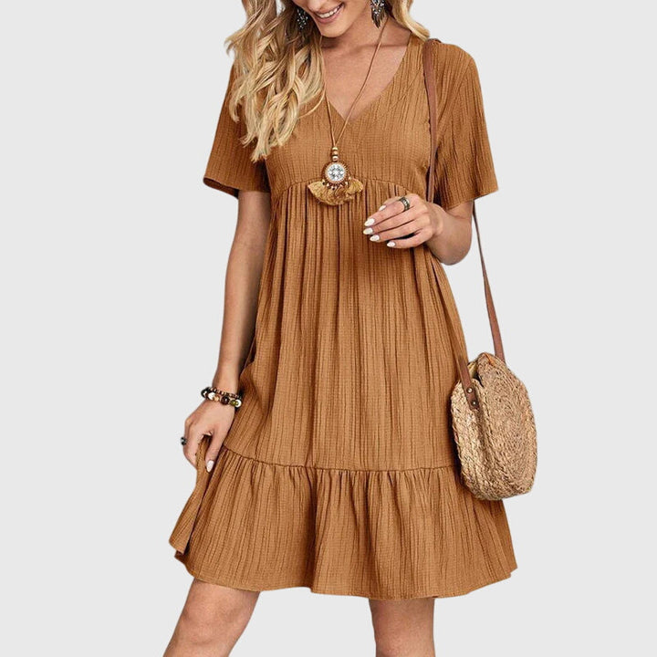 Spring V-Neck Tiered Midi Dress For Women