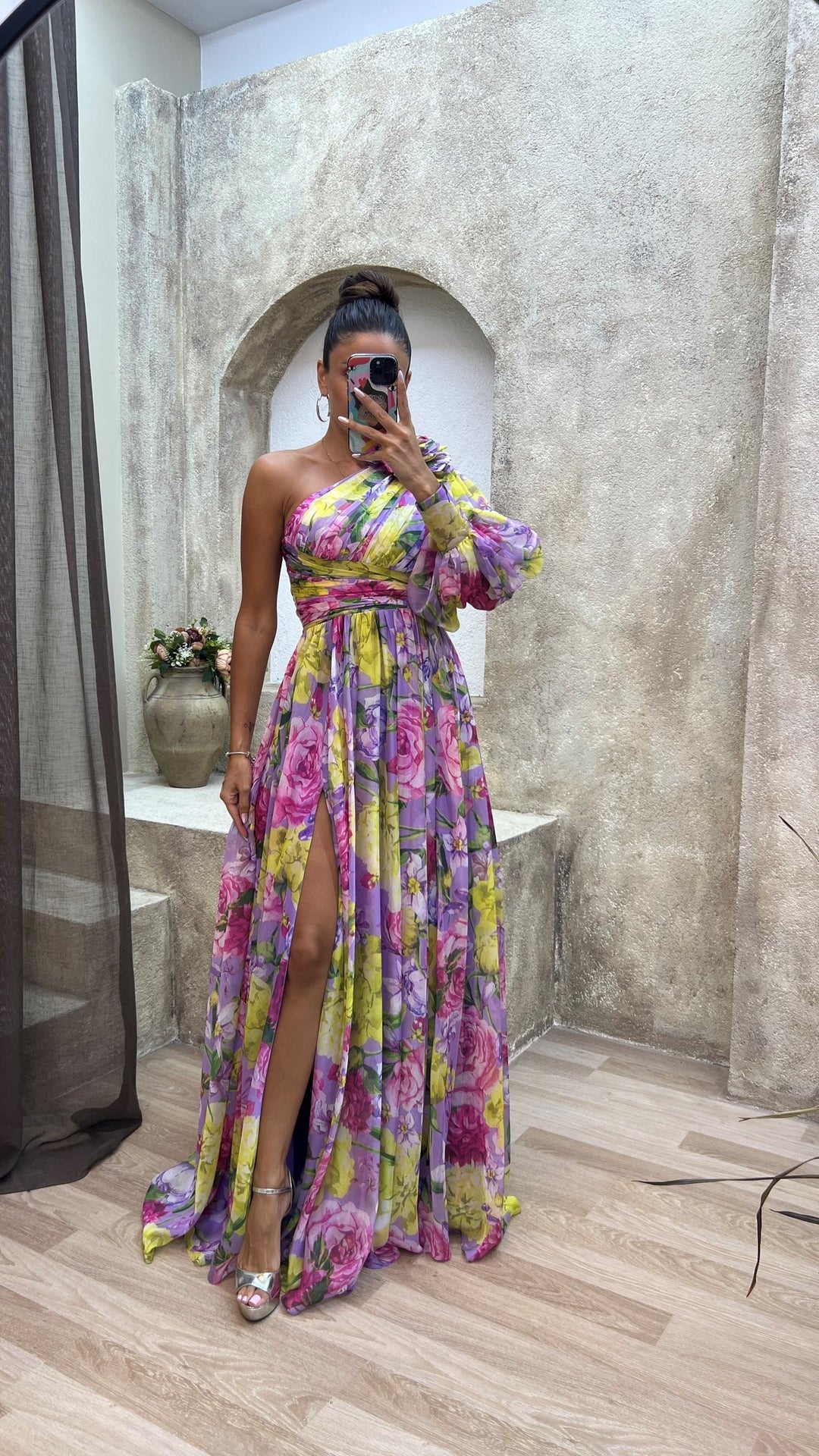 Seraphina | One-Shoulder Floral Maxi Dress