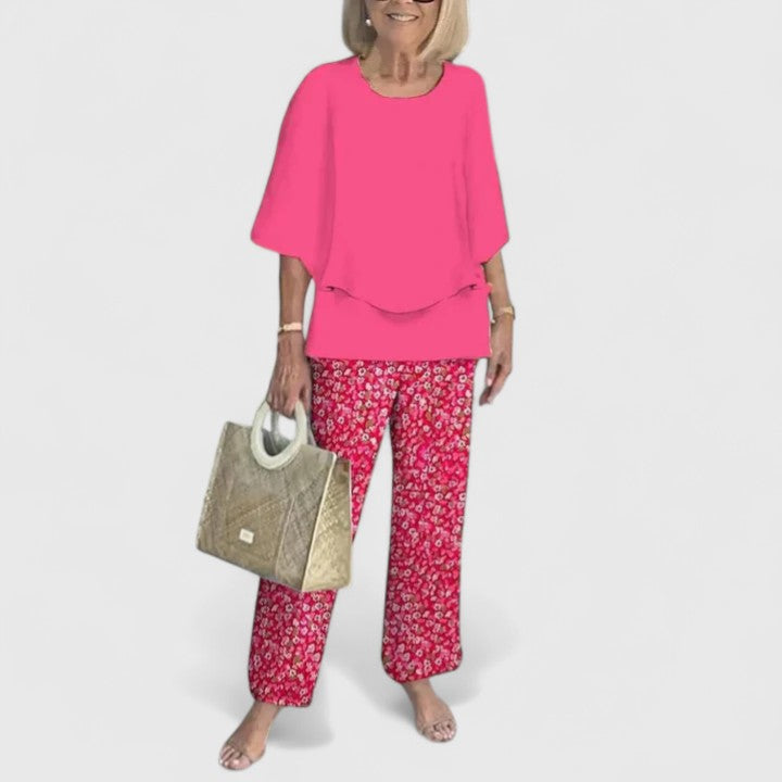 Evelyn | Women’s Layered Tunic &amp; Floral Trouser Co-Ord Set