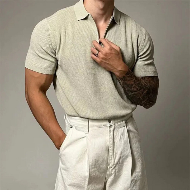 Declan | Men’s Muscle-Fit Quarter-Zip Knit Polo