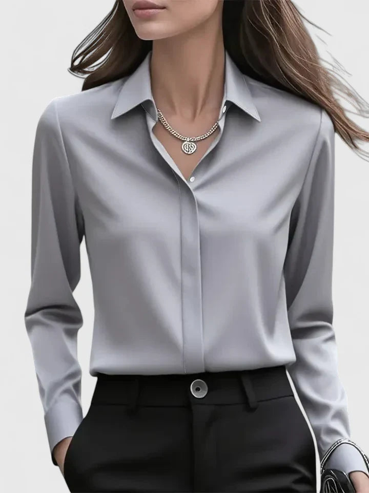 Bianca | Women’s Concealed Placket Fluid Button-Down Blouse