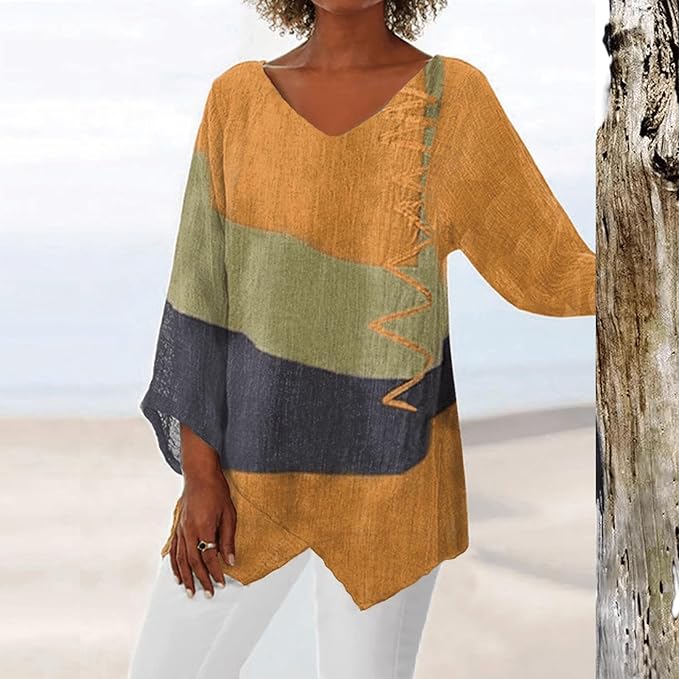 Serenya | Artistic Asymmetrical Hem Blouse