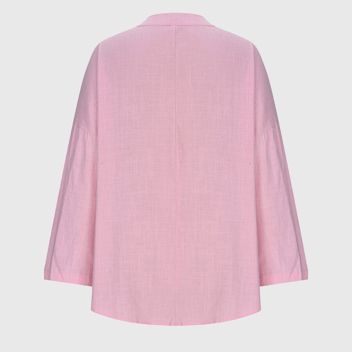 Isla | Women’s Textured Linen-Blend Split V-Neck Coastal Tunic