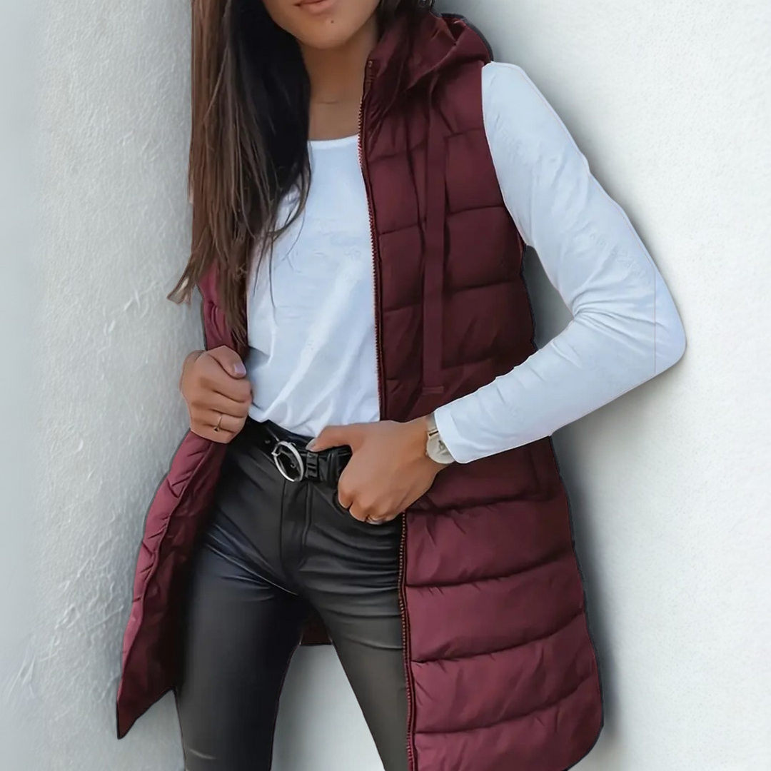 Long Hooded Puffer Jacket Vest