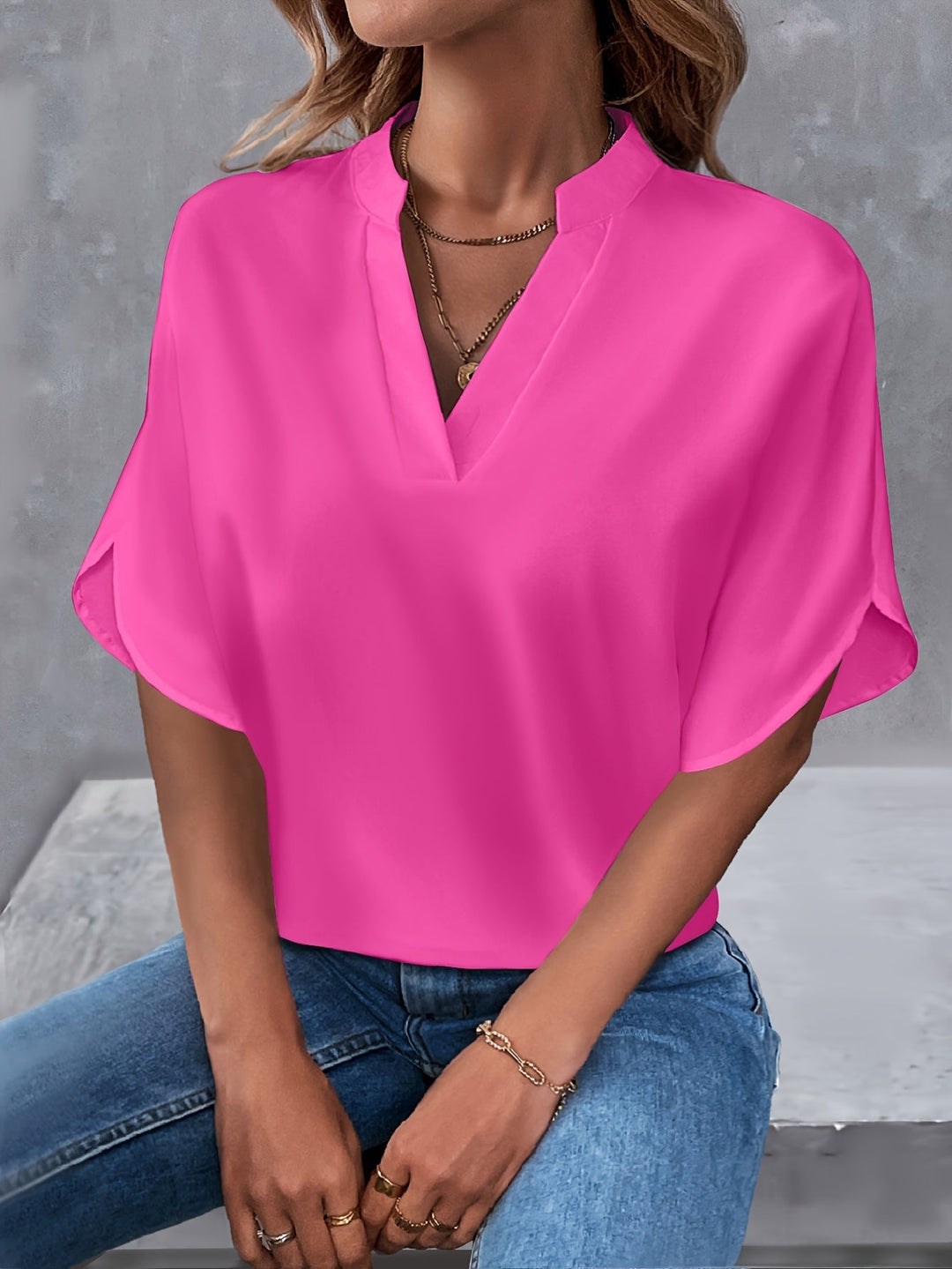 Lyvienne | Minimalist V-Neck Blouse