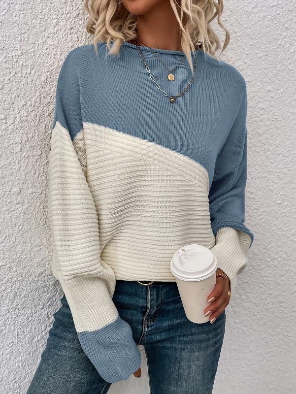 Women’s Colorblock Knit Sweater – Soft Casual Crewneck