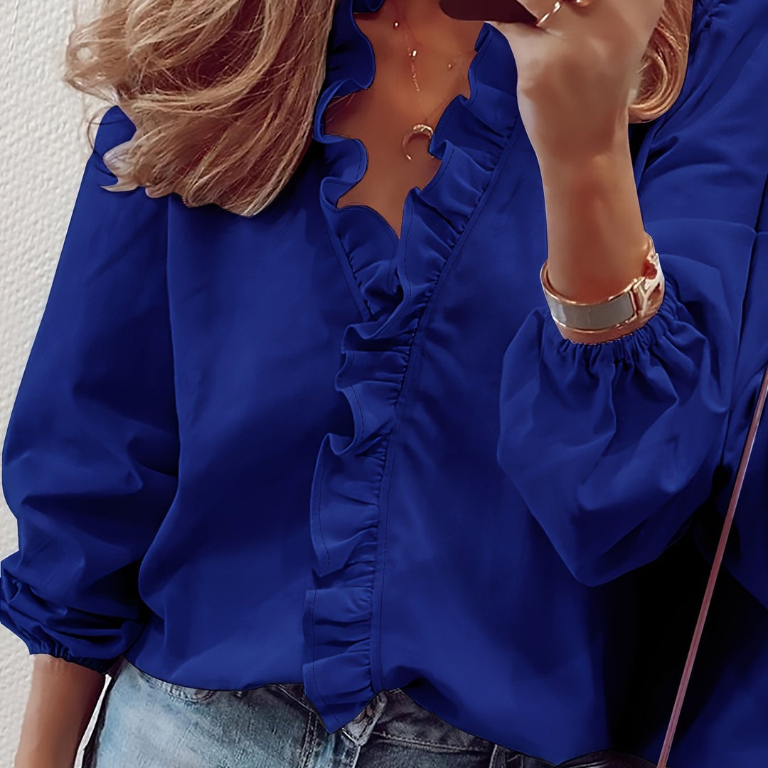 Isla | Elegant Ruffled V-Neck Blouse