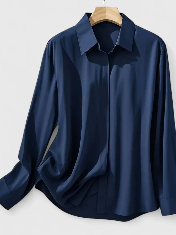 Bianca | Women’s Concealed Placket Fluid Button-Down Blouse