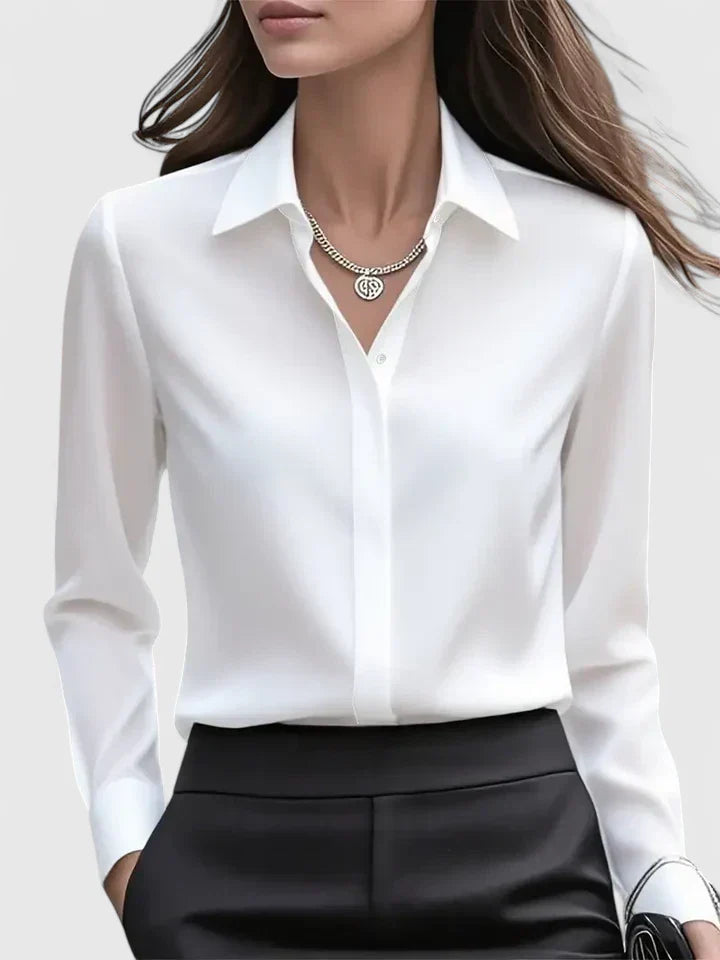 Bianca | Women’s Concealed Placket Fluid Button-Down Blouse